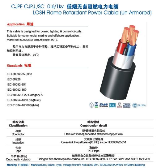 (CJPJ、CJPF)SC（船用低煙無鹵阻燃電力電纜）